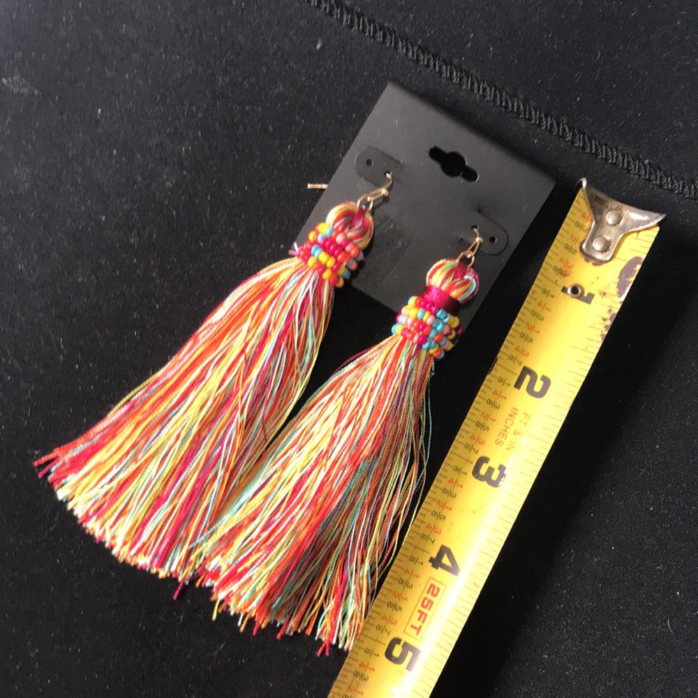 Beaded tassel shoulder dusters earrings